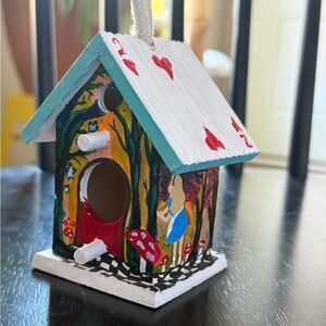 Hand-Painted Birdhouse with Alice in Wonderland Theme